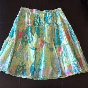 Lilly Pulitzer Peacock tiered skirt Sz medium